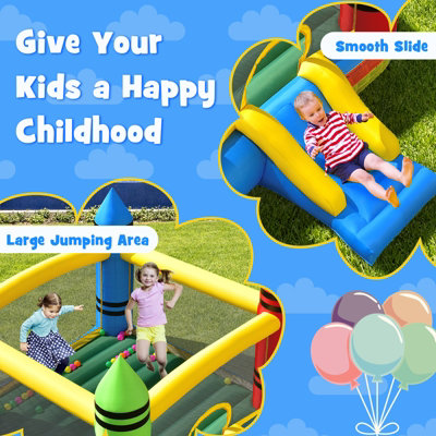 Costway 2-in-1 Kids Crayon Theme Bounce Castle House Inflatable Jumping House - 5