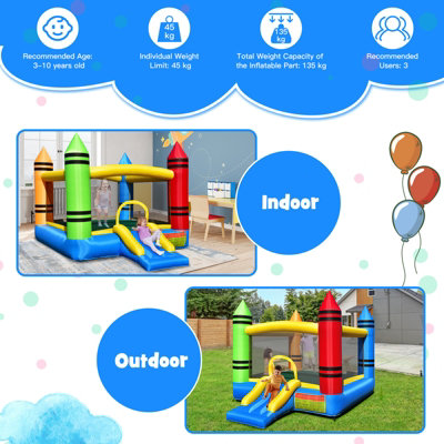 Costway 2-in-1 Kids Crayon Theme Bounce Castle House Inflatable Jumping House - 6