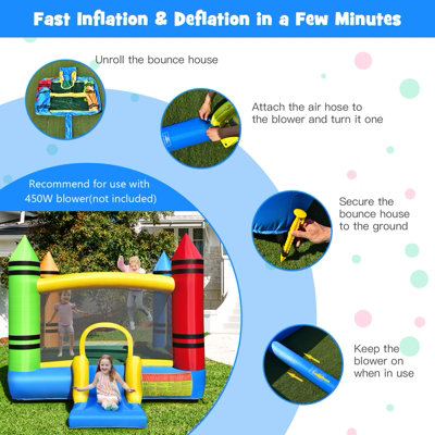 Costway 2-in-1 Kids Crayon Theme Bounce Castle House Inflatable Jumping House - 7