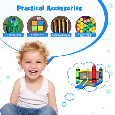 Costway 2-in-1 Kids Crayon Theme Bounce Castle House Inflatable Jumping House - 9