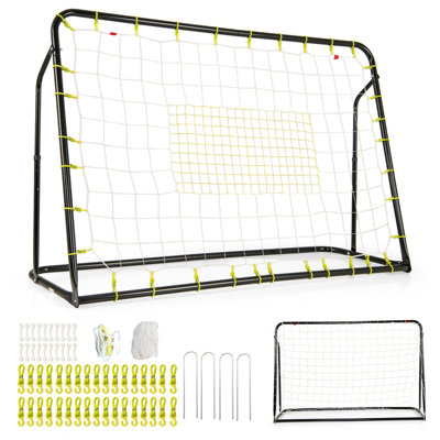 Costway 2-in-1 Kids Football Rebounder & Goal Angle-Adjustable Football ...