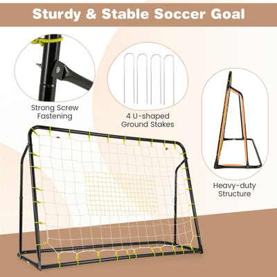 Costway 2-in-1 Kids Football Rebounder & Goal Angle-Adjustable Football ...