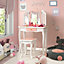 Costway 2 in 1 Kids Vanity Table and Chair Set Makeup Dressing Table W/ Mirror & Drawer