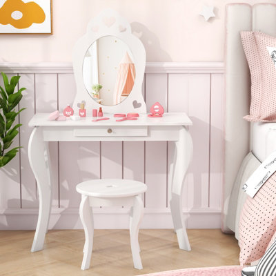 Trendmix 2 In 1 Kaptafel Kind Met Stoel En 3 Spiegels 104 X 40 X 117 Cm Roze Set Voor Kinderen Make Up Tafel Opmaaktafel