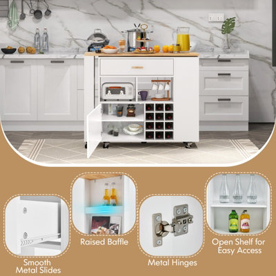 Costway 2-in-1 Kitchen Island Cart Bar Table Combo Reversible Mobile Serving Cart - 9
