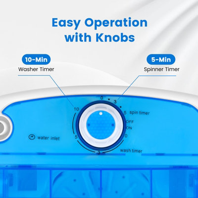Costway 2-in-1 Mini Washing Machine Single Tub Washer and Spin Dryer W/ Timing Funtion - 4