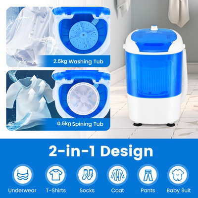 Costway 2-in-1 Mini Washing Machine Single Tub Washer and Spin Dryer W/ Timing Funtion - 5