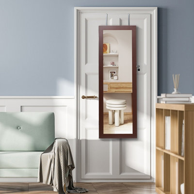 Costway 2 IN 1 Mirror Jewelry Cabinet Wall Mounted/Door Hanging Jewelry Armoire W/ Storage Drawers - 3