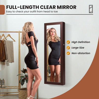 Costway 2 IN 1 Mirror Jewelry Cabinet Wall Mounted/Door Hanging Jewelry Armoire W/ Storage Drawers - 7