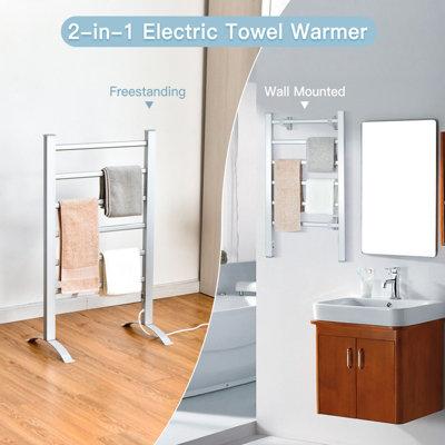 Costway 2-in-1 Multifunctional Electric Towel Warmer 100W Heater Drying Cloth Stand Rack