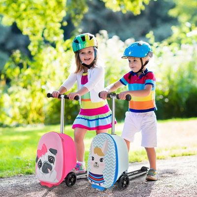 Costway 2-in-1 Ride On Scooter Suitcase Folding 19" Kids Travel Luggage Flashing Wheels - 3