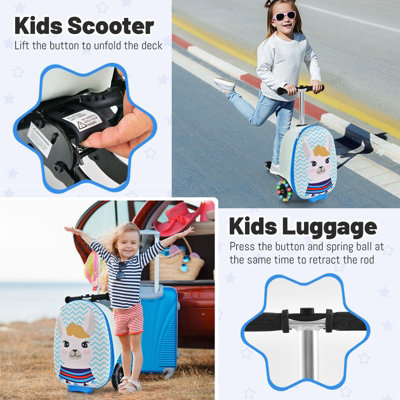 Costway 2-in-1 Ride On Scooter Suitcase Folding 19" Kids Travel Luggage Flashing Wheels - 5