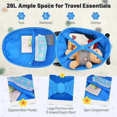 Costway 2-in-1 Ride On Scooter Suitcase Folding 19" Kids Travel Luggage Flashing Wheels - 6