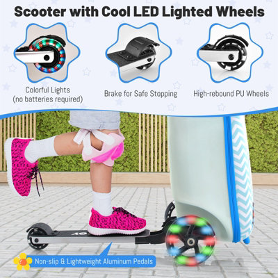 Costway 2-in-1 Ride On Scooter Suitcase Folding 19" Kids Travel Luggage Flashing Wheels - 7