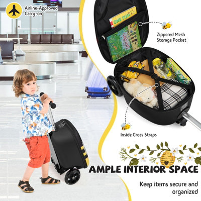Costway 2 in 1 Ride On Scooter Suitcase Folding 19 Kids Travel Luggage Flashing Wheels