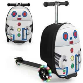 Costway 2-in-1 Ride On Scooter Suitcase Folding 19" Kids Travel Luggage Flashing Wheels
