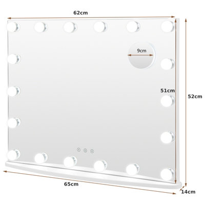 Costway 2 in 1 Tabletop & Wall Mounted Makeup Mirror with 18 LED Lights Touch