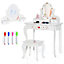 Costway 2-in-1 Toddler Kids Vanity Makeup Dressing Table & Chair Set W/ Mirror & Drawers