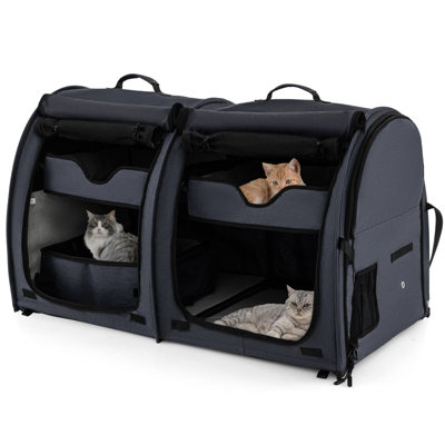Costway 2-in-1 Twin-compartment Pet Carrier for Large Medium Small