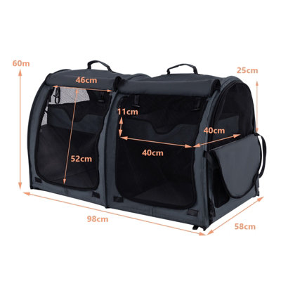 Costway 2-in-1 Twin-compartment Pet Carrier for Large Medium Small Cats  w/ Carry Bag Ground Stakes - 4