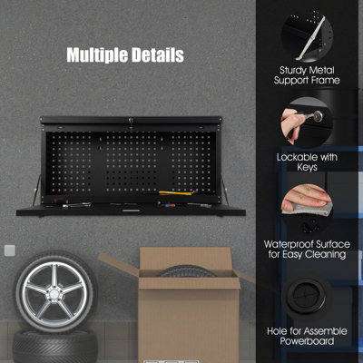 Costway 2-in-1 Wall Control Pegboard Tool Organizer Wall-mounted Folding Workbench - 9