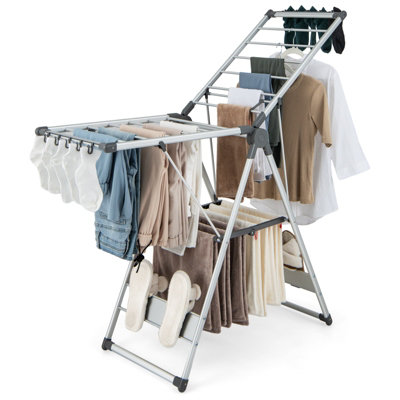 Costway 2-Layer Foldable Clothes Drying Rack Adjustable Clothes - Technical View