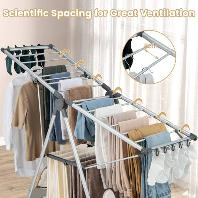 Costway 2-Layer Foldable Clothes Drying Rack Adjustable Clothes Hanger W/Shoe Holder