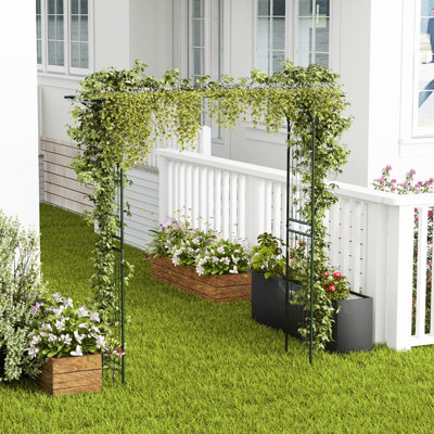 Costway 2 M Metal Garden Arbor Climbing Plant Outdoor Heavy-Duty Arch Trellis