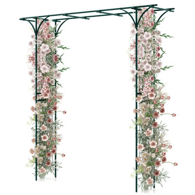 Costway 2 M Metal Garden Arbor Climbing Plant Outdoor Heavy-Duty Arch Trellis