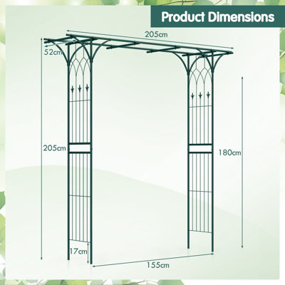 Costway 2 M Metal Garden Arbor Climbing Plant Outdoor Heavy-Duty Arch Trellis - 3