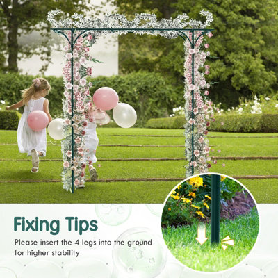 Costway 2 M Metal Garden Arbor Climbing Plant Outdoor Heavy-Duty Arch Trellis - 5