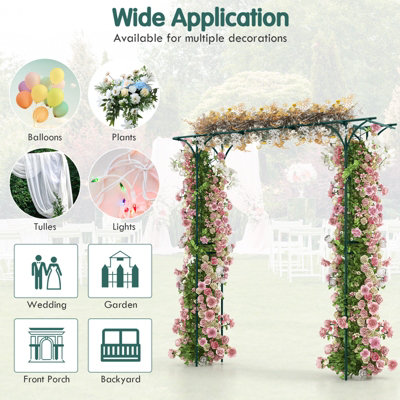 Costway 2 M Metal Garden Arbor Climbing Plant Outdoor Heavy-Duty Arch Trellis - 6
