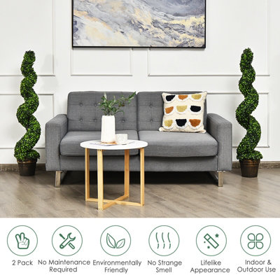 Costway 2 Pack 115cm Artificial Spiral Boxwood Topiary Tree Indoor Outdoor Decor - 5