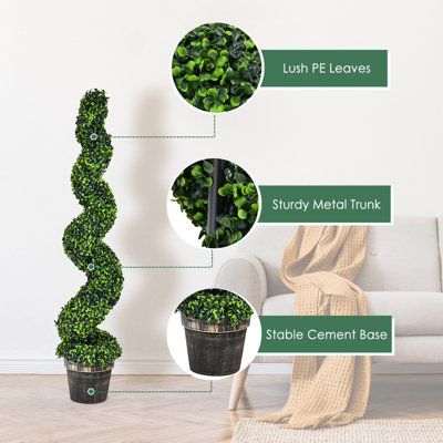 Costway 2 Pack 115cm Artificial Spiral Boxwood Topiary Tree Indoor Outdoor Decor - 8