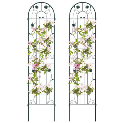 Costway 2 Pack 220 x 50cm Garden Trellis Rustproof Metal Fencing Barrier Plant Support