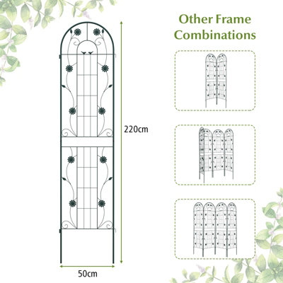 Costway 2 Pack 220 x 50cm Garden Trellis Rustproof Metal Fencing Barrier Plant Support