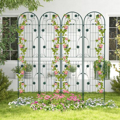 Costway 2 Pack 220 x 50cm Garden Trellis Rustproof Metal Fencing Barrier Plant Support - 3