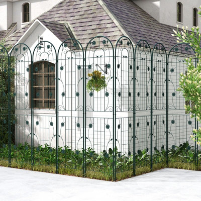 Costway 2 Pack 220 x 50cm Garden Trellis Rustproof Metal Fencing Barrier Plant Support - 4