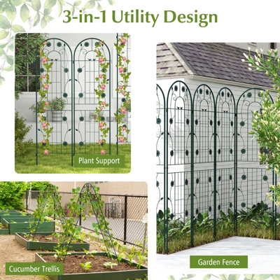 Costway 2 Pack 220 x 50cm Garden Trellis Rustproof Metal Fencing Barrier Plant Support - 7