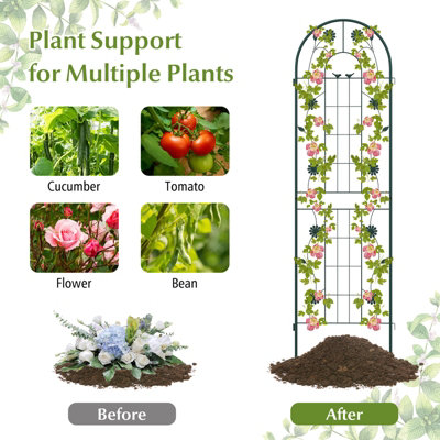 Costway 2 Pack 220 x 50cm Garden Trellis Rustproof Metal Fencing Barrier Plant Support - 8