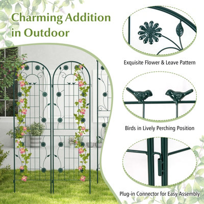 Costway 2 Pack 220 x 50cm Garden Trellis Rustproof Metal Fencing Barrier Plant Support - 9