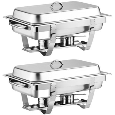 Costway 2 Pack 9L Chafing Dish Stainless Steel Food Warmers Set with 4 Half Size Pans