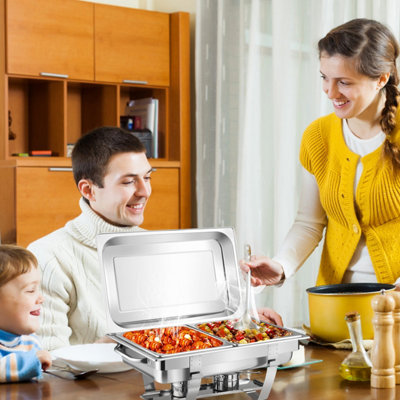Costway 2 Pack 9L Chafing Dish Stainless Steel Food Warmers Set with 4 Half Size Pans - 8