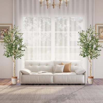 Costway 2-Pack Artificial Olive Tree 182cm Faux Plants Potted Olive Silk Tree - 9