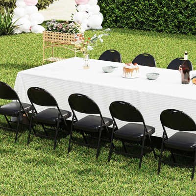 Costway 2 Pack Folding Chairs Padded Party Chairs w/ Carry Handle-Black