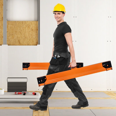 Costway 2 Pack Folding Saw Horses Compact Power Tools Workhorse Non-slip Pads & Surface - 4