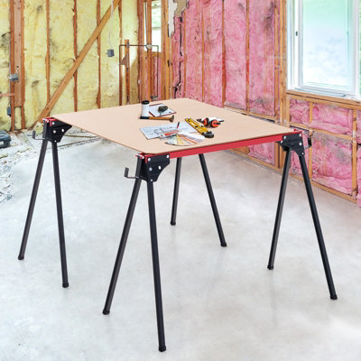 Costway 2 Pack Folding Saw Horses Compact Tools Heavy-duty Work Table w/ Quick Open Legs - 5