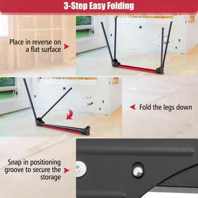 Costway 2 Pack Folding Saw Horses Compact Tools Heavy-duty Work Table w/ Quick Open Legs - 6