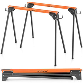 Costway 2 Pack Folding Saw Horses Compact Tools Heavy-duty Work Table w/ Quick Open Legs