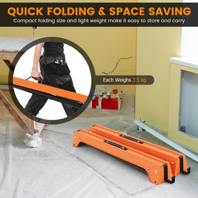 Costway 2 Pack Folding Sawhorses Lightweight & Portable Workbench Tool Stands w/ Handle No Assembly - 6